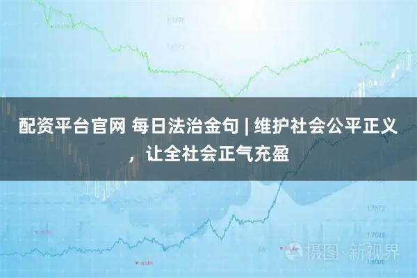 配资平台官网 每日法治金句 | 维护社会公平正义，让全社会正气充盈